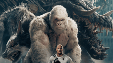RAMPAGE International Poster Sees Big Meet Bigger As The Rock Faces Off Against Three Monsters