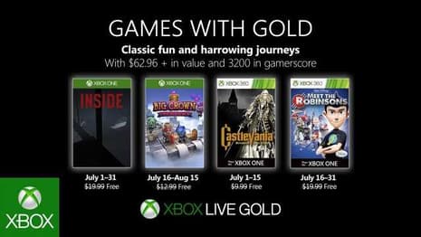 Xbox Games With Gold For July 2019: INSIDE, CASTLEVANIA And More Will Be Free Next Month