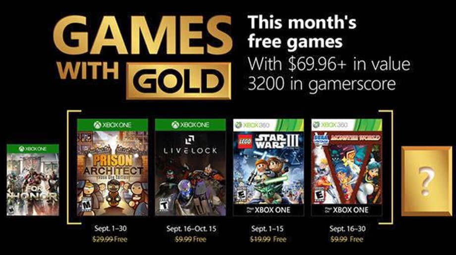 Xbox One Gold Games For September Have Been Announced