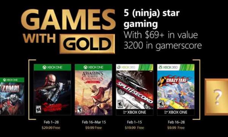 February's Games With Gold Announced For XBOX ONE And XBOX 360