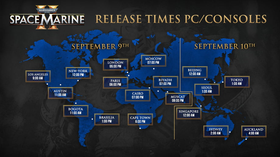 Space Marine Official Release Times