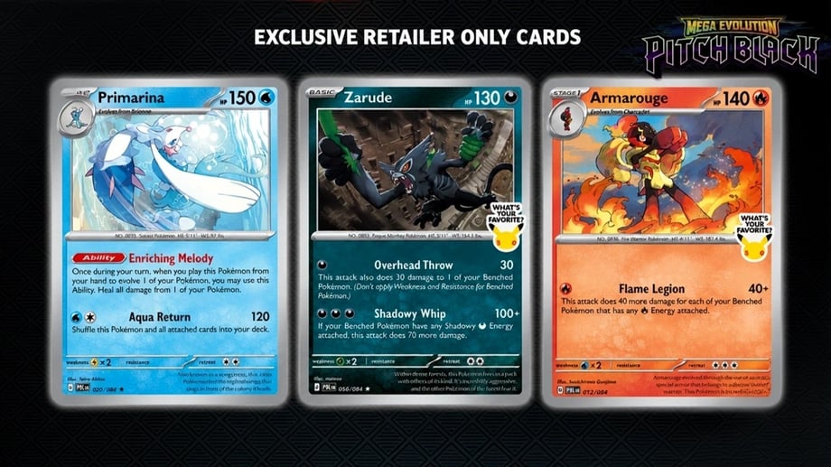 Exclusive Retailer Only Pokemon Cards - Primarina, Zarude, and Armarouge