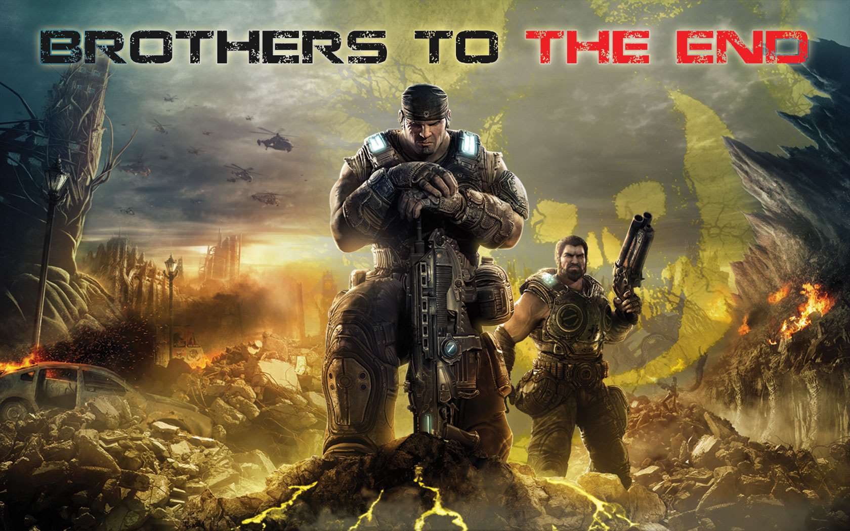 Gears of War 3 Wallpaper - Brothers To The End (Yellow Omen) (1680 x 1050)